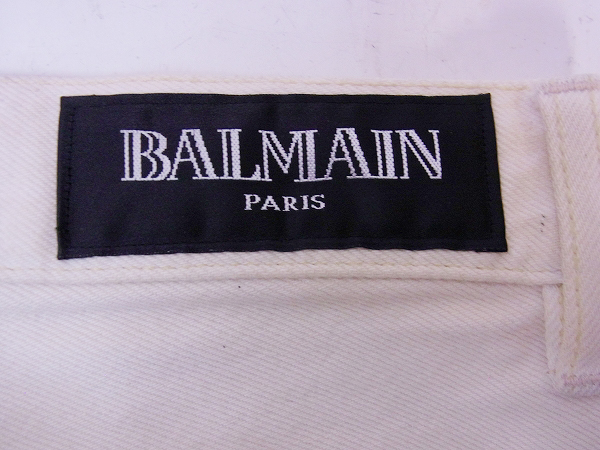 実際に弊社で買取させて頂いたBALMAIN/バルマン クラッシュ加工ホワイトデニムパンツ 28の画像 3枚目