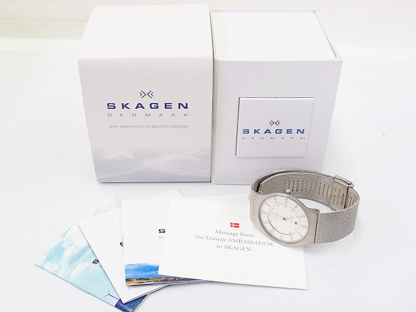 実際に弊社で買取させて頂いたSKAGEN/スカーゲン クウォーツ腕時計 シルバー 233XLSSの画像 1枚目