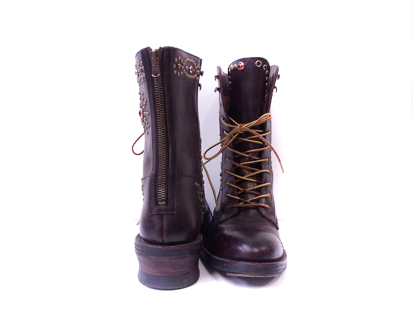 実際に弊社で買取させて頂いたalfredo BANNISTER/アルフレッドバニスター スタッズブーツ 茶の画像 3枚目