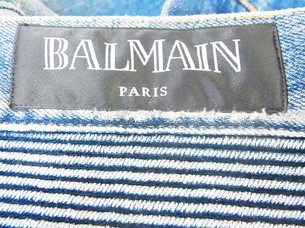 実際に弊社で買取させて頂いた[未使用/16万]BALMAIN/バルマン 15AW バイカーデニム155/ 28の画像 4枚目