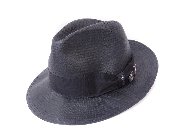 実際に弊社で買取させて頂いたBorsalino/ボルサリーノ 中折れ ストローハット ブラック/59の画像 1枚目