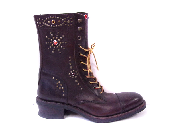 実際に弊社で買取させて頂いたalfredo BANNISTER/アルフレッドバニスター スタッズブーツ 茶の画像 2枚目