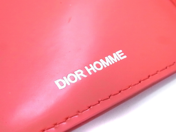 実際に弊社で買取させて頂いたDior Homme/ディオール[5万↑]パテントレザー2つ折り長財布/赤の画像 5枚目