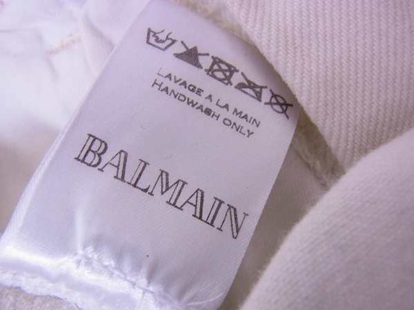 実際に弊社で買取させて頂いたBALMAIN/バルマン クラッシュ加工ホワイトデニムパンツ 28の画像 6枚目