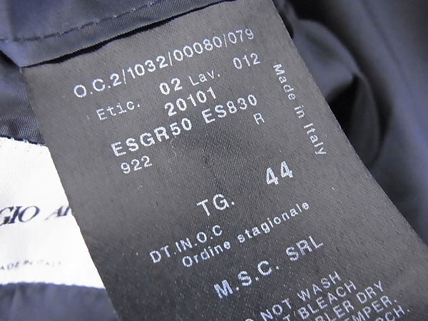 実際に弊社で買取させて頂いたGIORGIO ARMANI/アルマーニ シルク混2Bテーラードジャケット/44の画像 3枚目