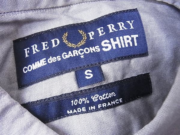 実際に弊社で買取させて頂いたギャルソン/SHIRT×FRED PERRY オックスフォードシャツ グレー/Sの画像 2枚目