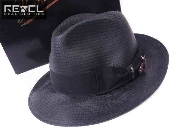 実際に弊社で買取させて頂いたBorsalino/ボルサリーノ 中折れ ストローハット ブラック/59
