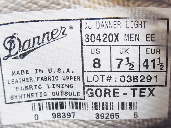 実際に弊社で買取させて頂いたDANNER/マウンテンライト トレッキングシューズ/30420X/US8の画像 6枚目