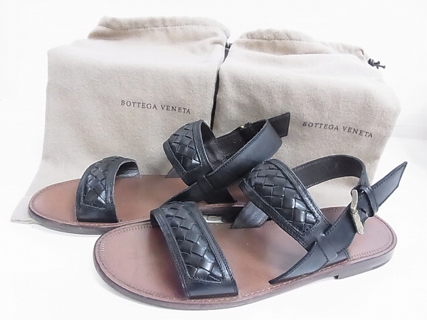 実際に弊社で買取させて頂いたBOTTEGA VENETA/ボッテガヴェネタ 編み込みレザー サンダル/42の画像 9枚目