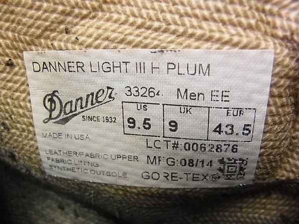 DANNER/ダナー LIGHT3 H PLUM 33264 トレッキングシューズ 9.5の買取