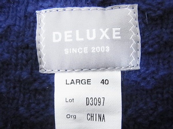 実際に弊社で買取させて頂いたDELUXE/デラックス ウールセーター/ニット 雪柄 ブルー Lの画像 3枚目