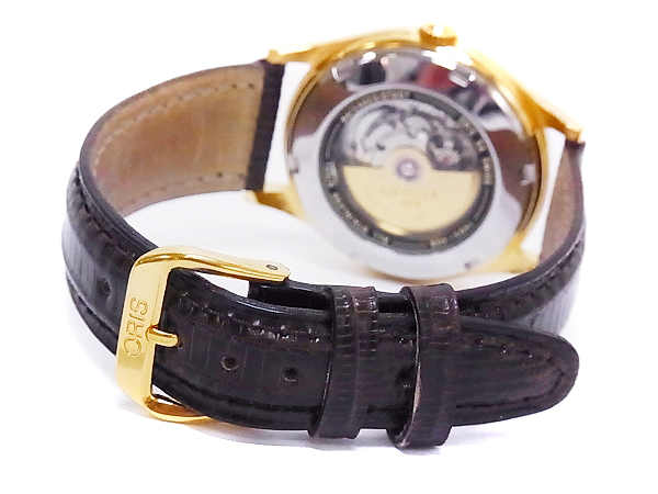 実際に弊社で買取させて頂いたORIS/オリス 腕時計/自動巻き ポインターデイト 金茶 7403の画像 3枚目