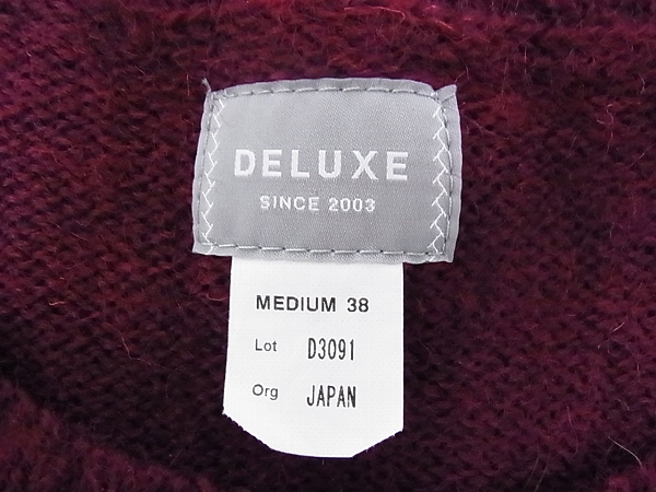 実際に弊社で買取させて頂いたDELUXE/デラックス バイカラープルオーバーニット 赤/紺 Mの画像 2枚目