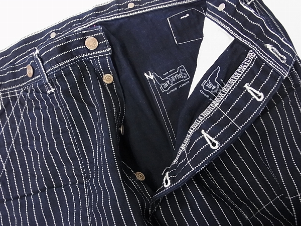 実際に弊社で買取させて頂いたシュガーケーン WABASH STRIPE WORK PANTS sc40786 W36L34の画像 4枚目