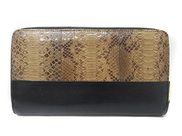 実際に弊社で買取させて頂いたCELINE/セリーヌ パイソン/ヘビ柄 ラウンドファスナー 長財布の画像 1枚目