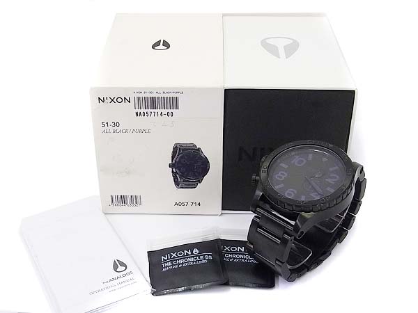 実際に弊社で買取させて頂いたNIXON/ニクソン 51-30 オールブラック アナログ腕時計 A057714の画像 6枚目