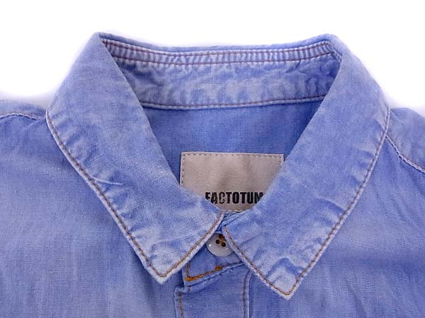 実際に弊社で買取させて頂いたFACTOTUM/ファクトタム コットン ロングデニムシャツ 水色/44の画像 4枚目