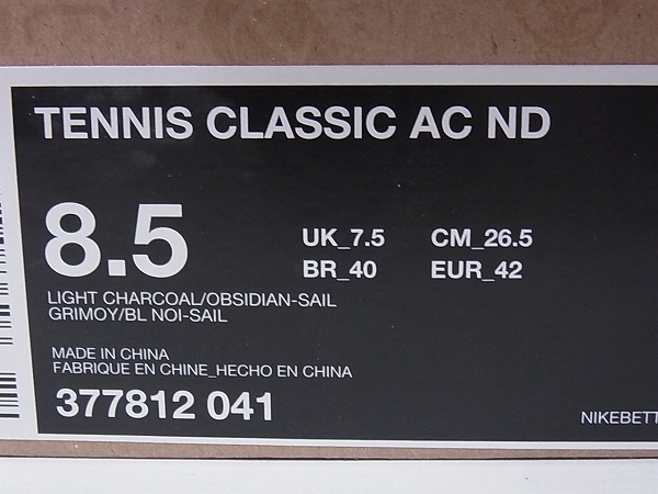 実際に弊社で買取させて頂いたNIKE×uniform experiment TENNIS CLASSIC AC 377812-041/26.5の画像 8枚目