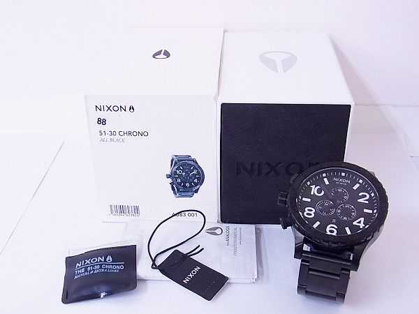 実際に弊社で買取させて頂いたNIXON/ニクソン 51-30 クロノグラフ オールブラック A083001の画像 6枚目