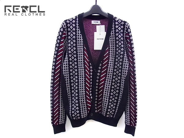 実際に弊社で買取させて頂いたFACTOTUM/ファクトタム ジャガードニットカーディガン 黒/46
