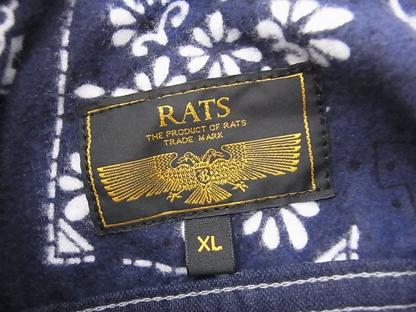 実際に弊社で買取させて頂いたRATS/ラッツ 16SS PRINT FLANNEL SHIRT/長袖シャツ 青白/XLの画像 2枚目