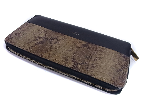 実際に弊社で買取させて頂いたCELINE/セリーヌ パイソン/ヘビ柄 ラウンドファスナー 長財布の画像 2枚目