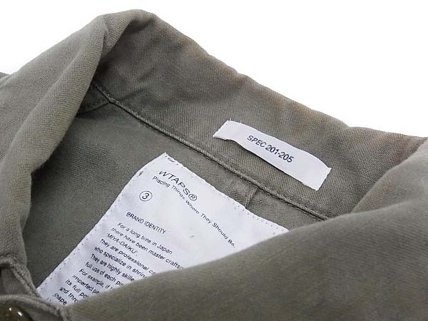 実際に弊社で買取させて頂いたWTAPS/ダブルタップス 11AW JOHN DOE ミリタリージャケット/3の画像 9枚目