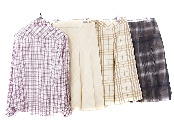 実際に弊社で買取させて頂いたバーバリーロンドン 長袖チェックシャツ/スカート 4点セットの画像 1枚目