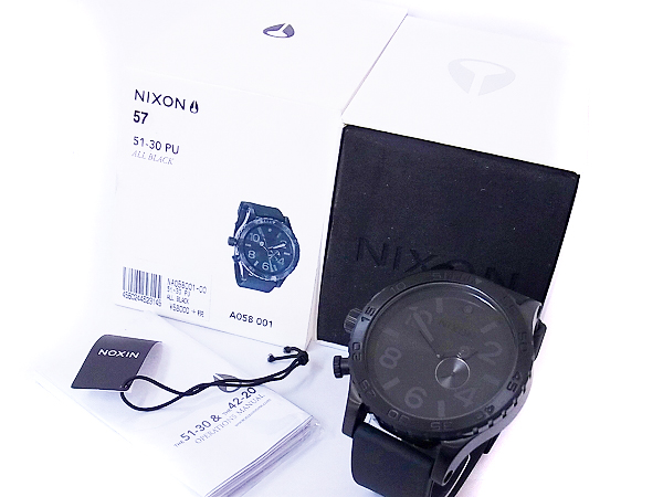 実際に弊社で買取させて頂いたNIXON/ニクソン 51-30 PU オールブラック 腕時計 A058001の画像 7枚目