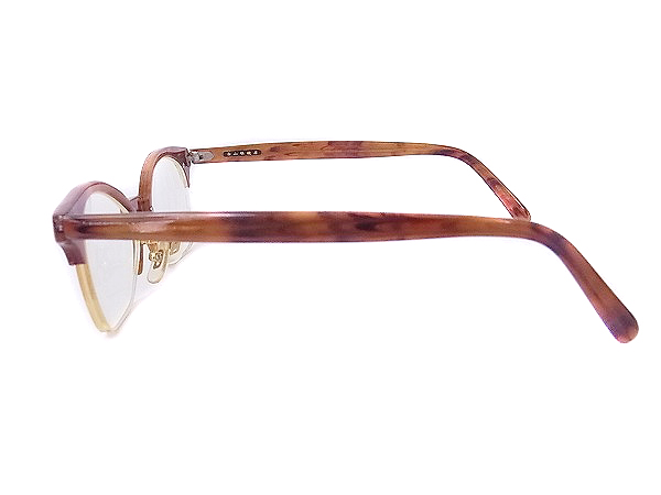 実際に弊社で買取させて頂いた白山眼鏡 度付き眼鏡 メガネフレーム ハーフリム ブラウン系の画像 1枚目