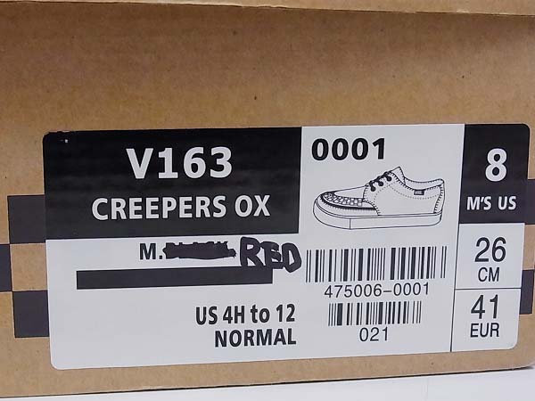 VANS/バンズ CREEPERS OX/クリーパーズ スエード 赤 V163S/26の買取