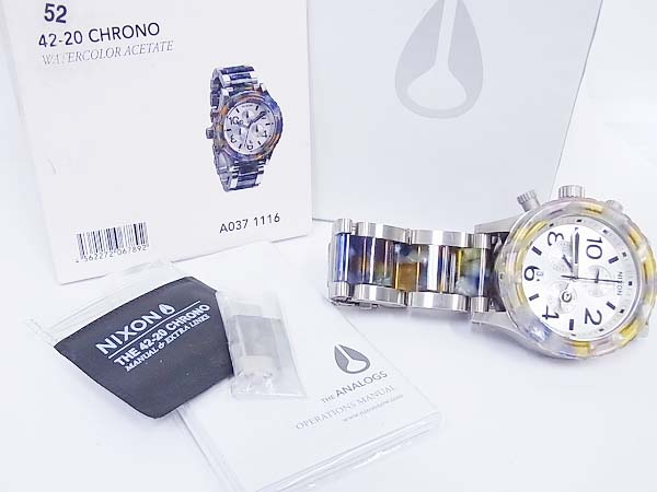 実際に弊社で買取させて頂いたNIXON/ニクソン 42-20 CHRONO WATERCOLOR ACETATE A037-1116の画像 9枚目