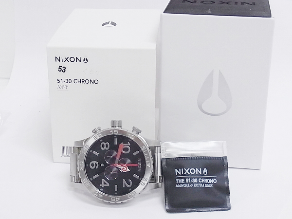 実際に弊社で買取させて頂いたNIXON/ニクソン THE 51-30 CHRONO/クロノグラフ 銀/A083-307の画像 9枚目