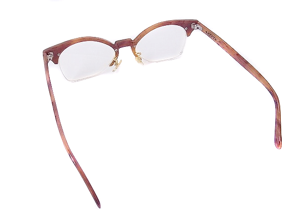 実際に弊社で買取させて頂いた白山眼鏡 度付き眼鏡 メガネフレーム ハーフリム ブラウン系の画像 2枚目