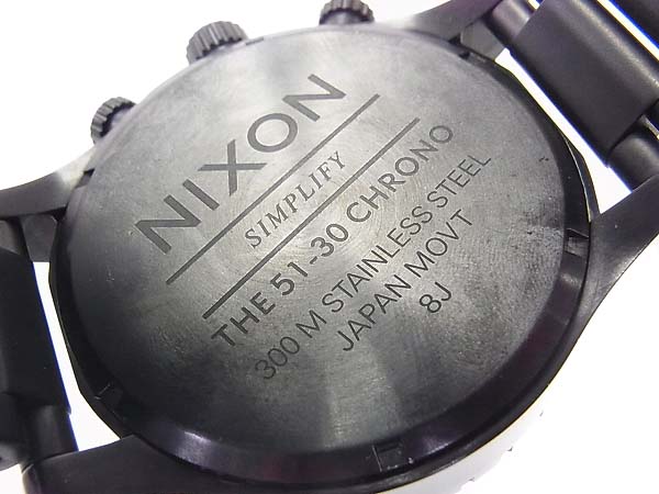 実際に弊社で買取させて頂いたNIXON/ニクソン 51-30 CHRONO オールブラック 腕時計/A083001の画像 6枚目