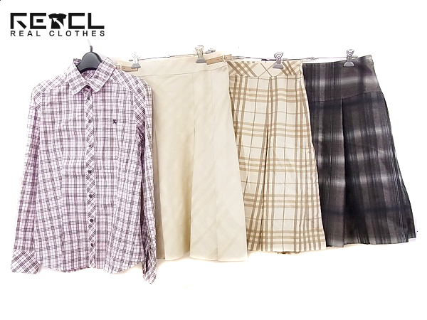 実際に弊社で買取させて頂いたバーバリーロンドン 長袖チェックシャツ/スカート 4点セット