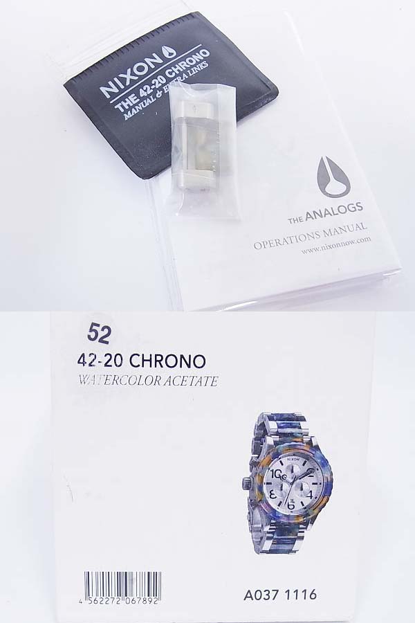 実際に弊社で買取させて頂いたNIXON/ニクソン 42-20 CHRONO WATERCOLOR ACETATE A037-1116の画像 8枚目