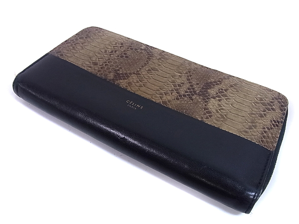 実際に弊社で買取させて頂いたCELINE/セリーヌ パイソン/ヘビ柄 ラウンドファスナー 長財布の画像 3枚目