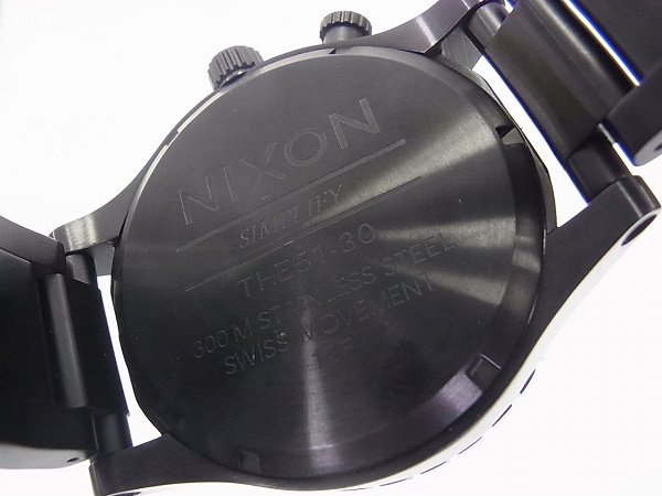 実際に弊社で買取させて頂いたNIXON/ニクソン 51-30 TIDE オールブラック 腕時計/A057001の画像 7枚目