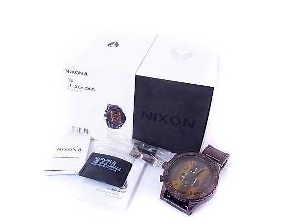 実際に弊社で買取させて頂いたNIXON 51-30 CHRONO TIGERSEYE クロノグラフ アナログ腕時計の画像 7枚目