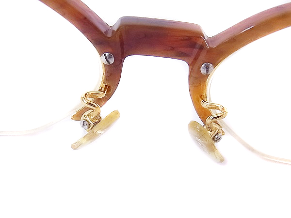 実際に弊社で買取させて頂いた白山眼鏡 度付き眼鏡 メガネフレーム ハーフリム ブラウン系の画像 3枚目