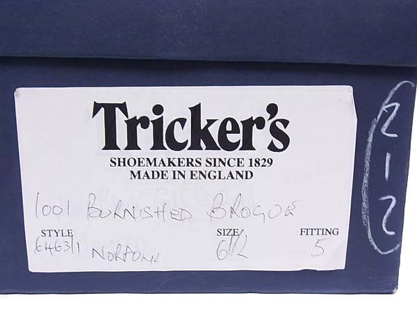 実際に弊社で買取させて頂いたTrickers/トリッカーズ NORFONK ウィングチップ 6463/6.5の画像 9枚目