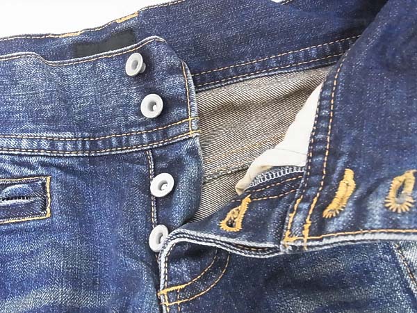 実際に弊社で買取させて頂いたato/アトウ ダメージ加工/切替デニムパンツ インディゴ/48の画像 3枚目