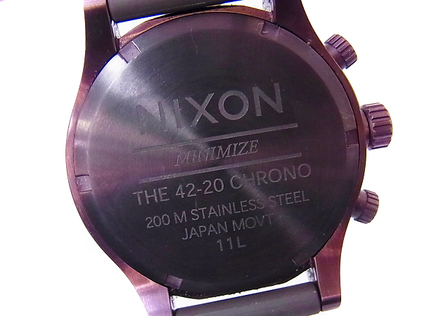 実際に弊社で買取させて頂いたNIXON 42-20 クロノグラフ ラバーベルト 茶×青 アナログ腕時計の画像 7枚目