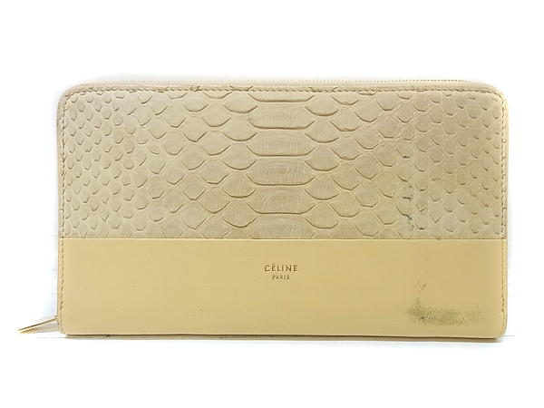 実際に弊社で買取させて頂いたCELINE/セリーヌ レザー/ヘビ柄 ラウンドファスナー 長財布の画像 1枚目