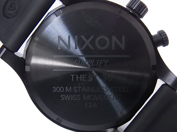 実際に弊社で買取させて頂いたNIXON/ニクソン 51-30 PU オールブラック 腕時計 A058001の画像 6枚目