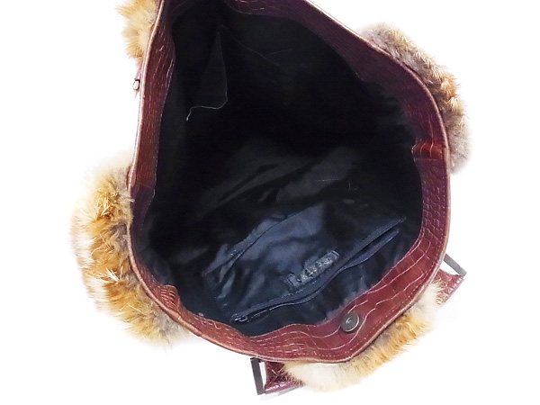 実際に弊社で買取させて頂いたドレスキャンプ スタッズ 型押クロコ ファー レザー バッグの画像 5枚目