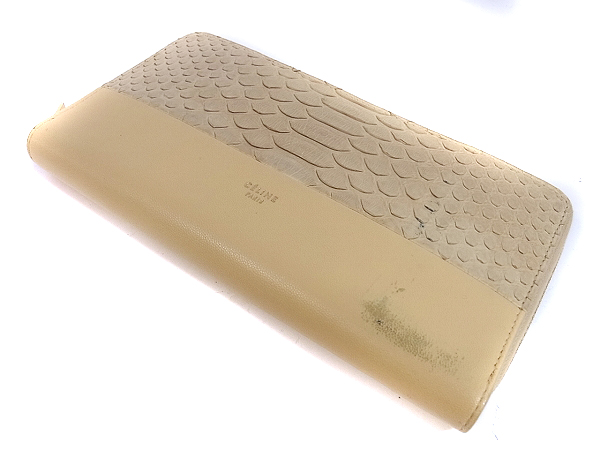 実際に弊社で買取させて頂いたCELINE/セリーヌ レザー/ヘビ柄 ラウンドファスナー 長財布の画像 4枚目