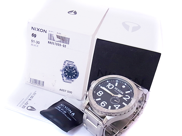 実際に弊社で買取させて頂いたNIXON/ニクソン 51-30 腕時計 シルバー×ブラック A057000の画像 7枚目