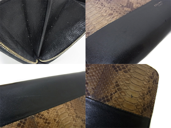 実際に弊社で買取させて頂いたCELINE/セリーヌ パイソン/ヘビ柄 ラウンドファスナー 長財布の画像 7枚目